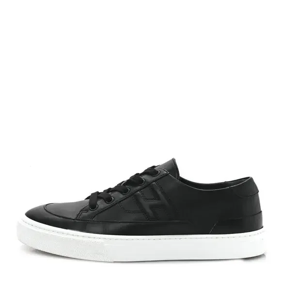 Hermes | Shoes | Hermes Mens Deep Black Leather H Logo Low  display picture 1